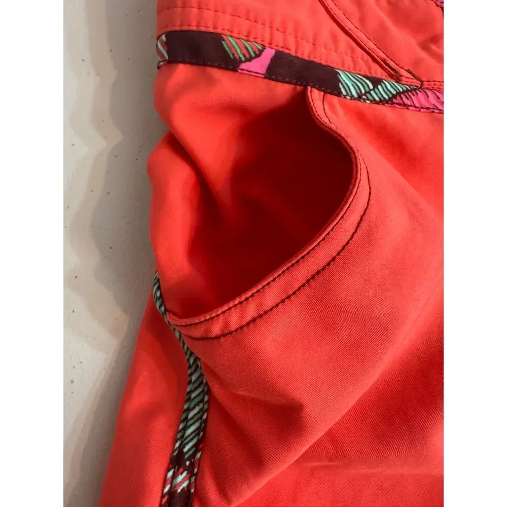Columbia PFG board shorts Omni-Shade lace velcro front close pockets coral Sz 6